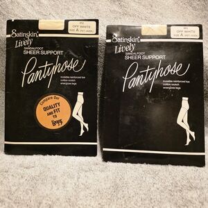 Vintage Satinskin Lively Sandalfoot Sheer Support Pantyhose 2 Pair Off White New